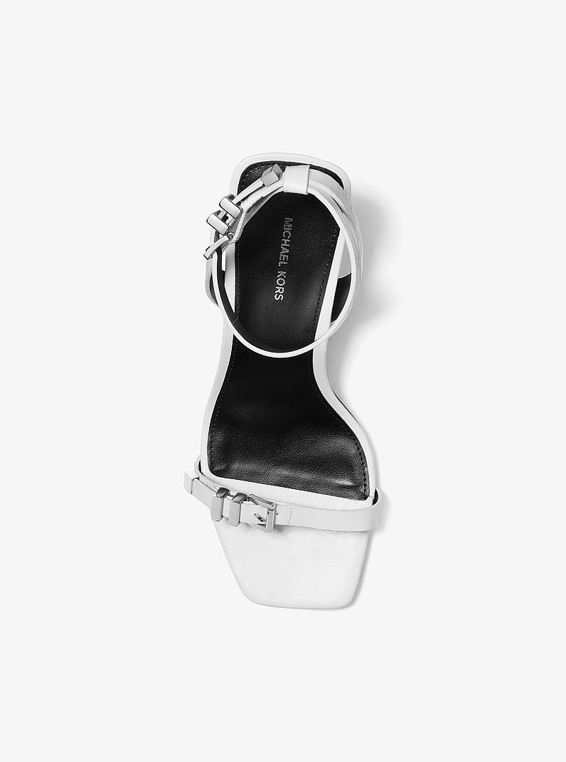 Darrington Crackled Leather Sandal in OPTIC WHITE | Michael Kors