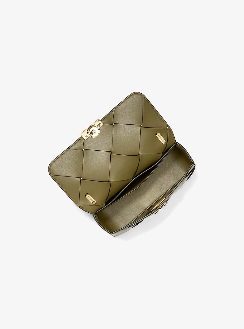 Borsa a spalla Tribeca piccola in pelle intrecciata