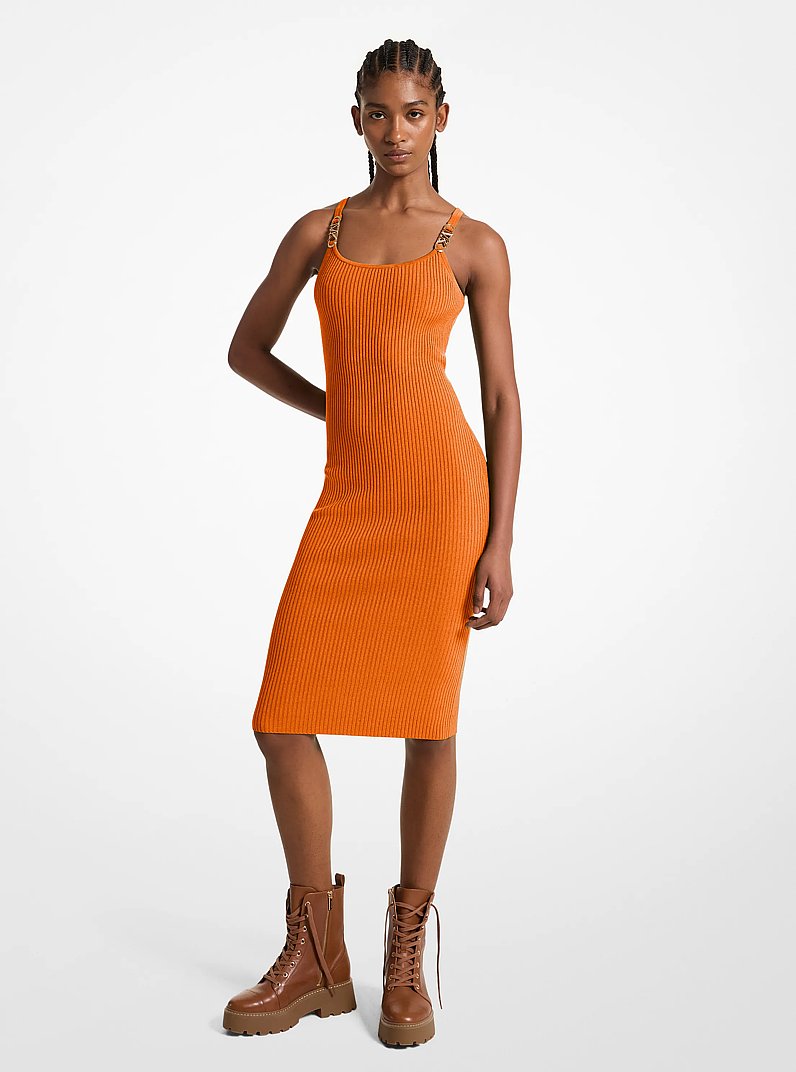 Ribbed Stretch Knit Midi Tank Dress