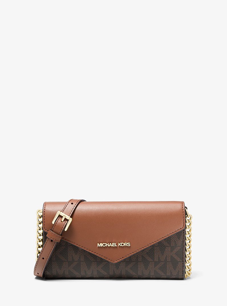 Jet Set Large Signature Logo Convertible Crossbody Bag in BROWN/LUGGAGE | Michael Kors