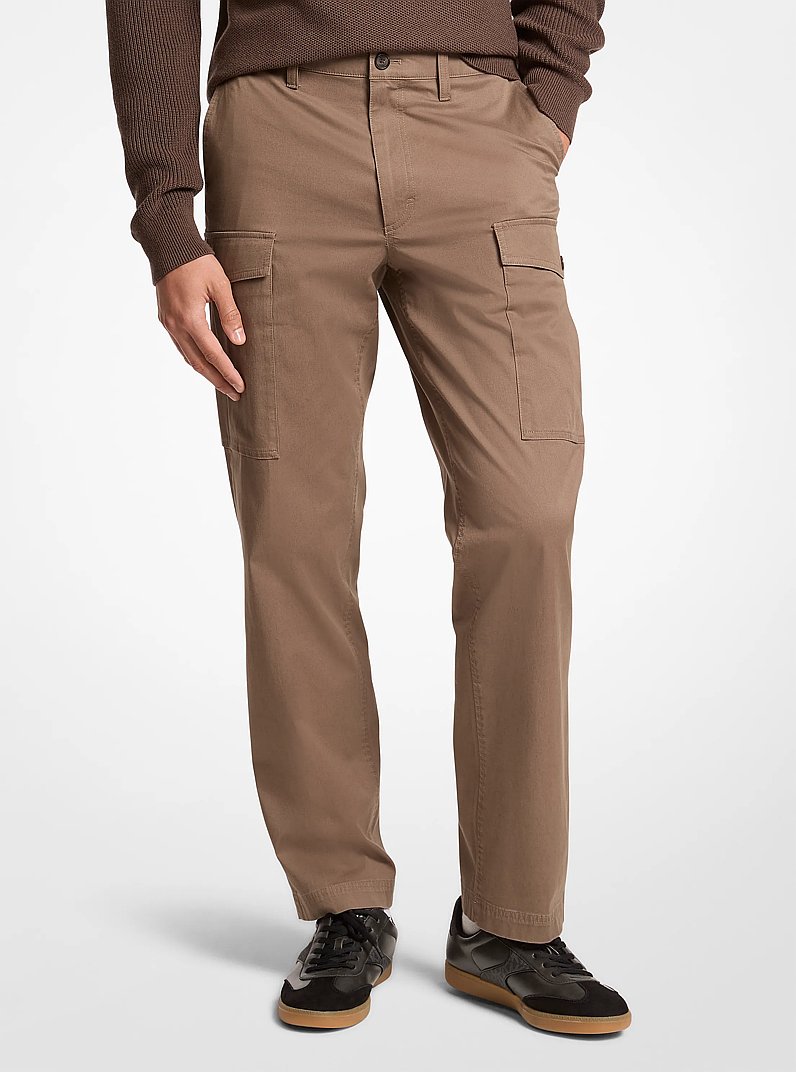Pantalon cargo en serg&eacute; de coton extensible in CHAMPIGNON | Michael Kors
