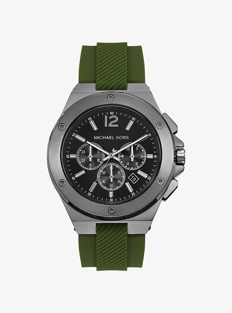 Oversized Lennox Gunmetal-Tone and Silicone Watch in GUNMETAL | Michael Kors