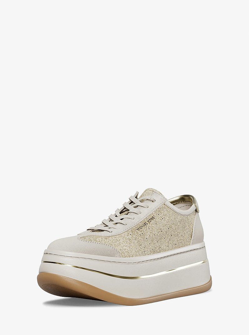 Espadrille &agrave; plateforme Hayes en cuir &agrave; ornements scintillants in OR P&Acirc;LE | Michael Kors