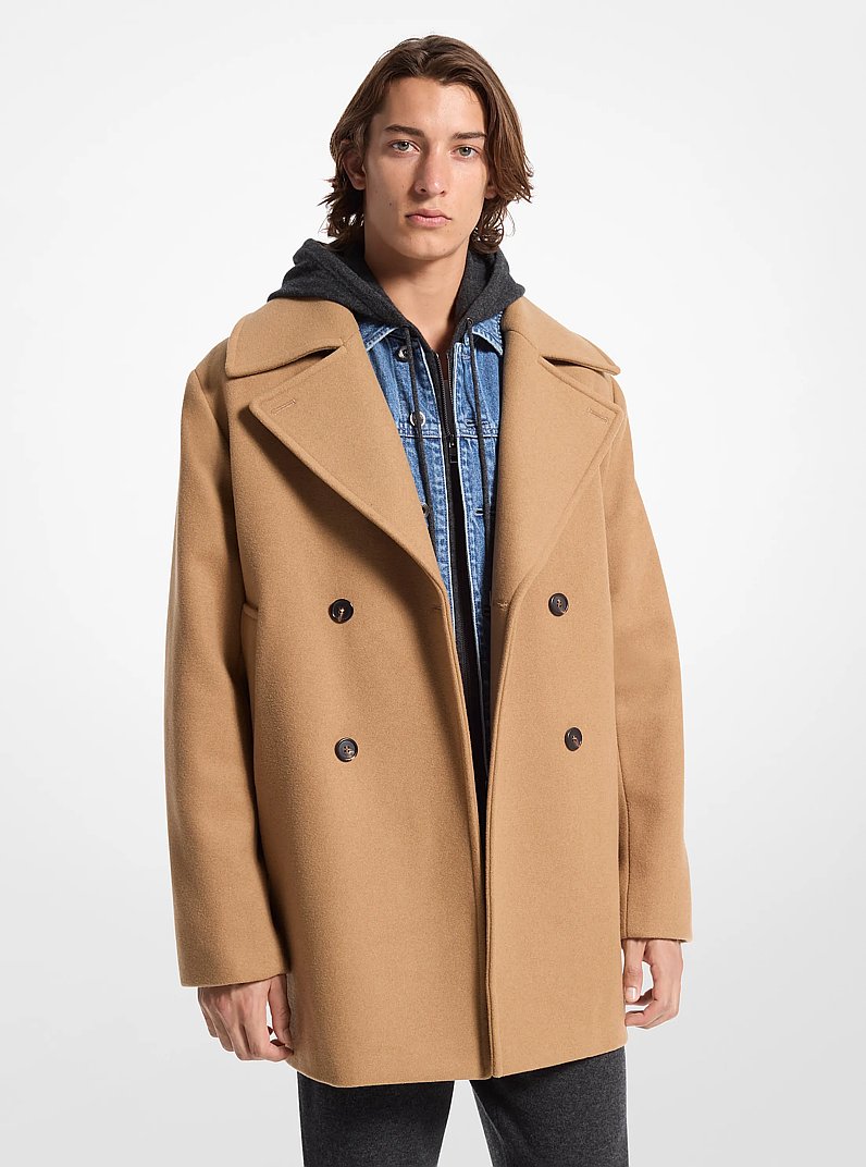 Wool Blend Peacoat in DARK CAMEL | Michael Kors