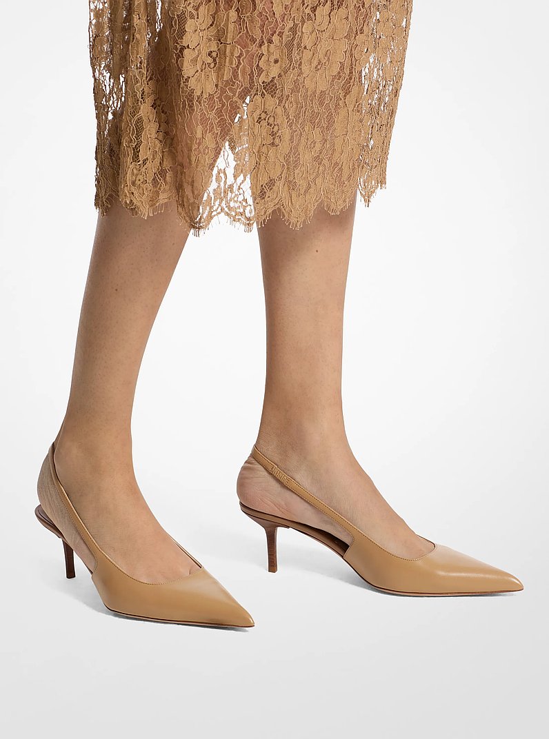 Emma Leather Slingback Pump in CAPPUCCINO | Michael Kors