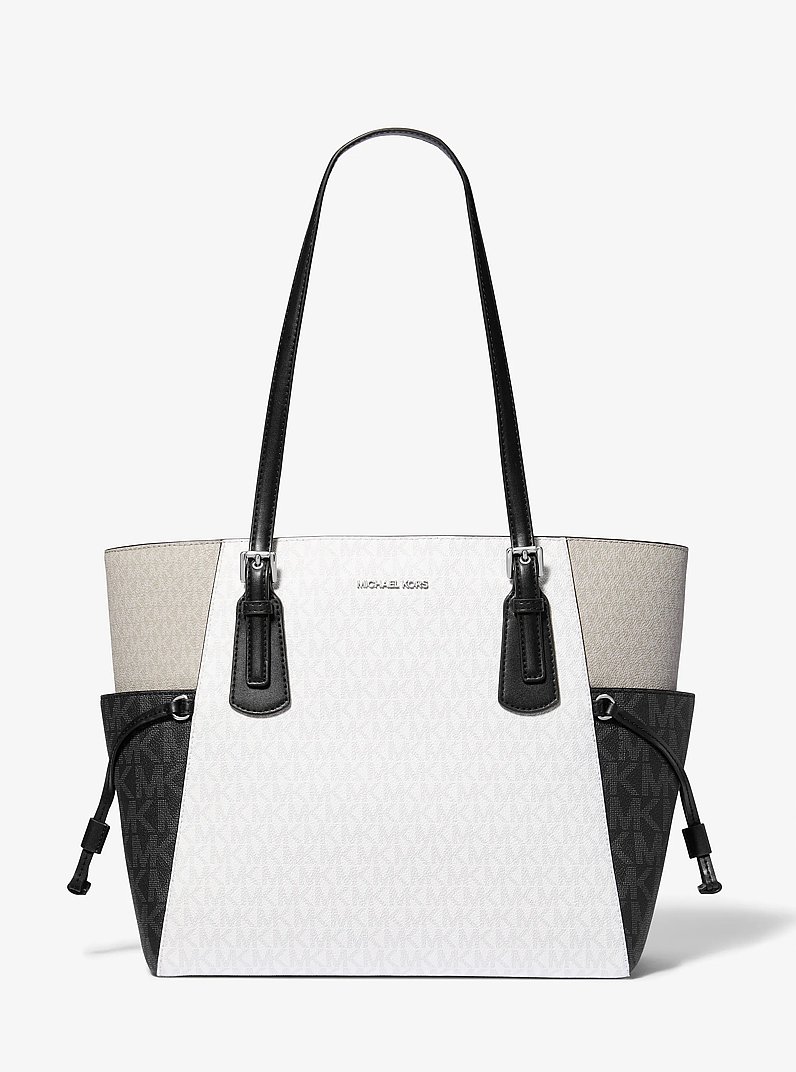 Bolso tote Voyager grande de bloques de color con logotipo de la marca in BLANCO INTENSO MULTICOLOR | Michael Kors