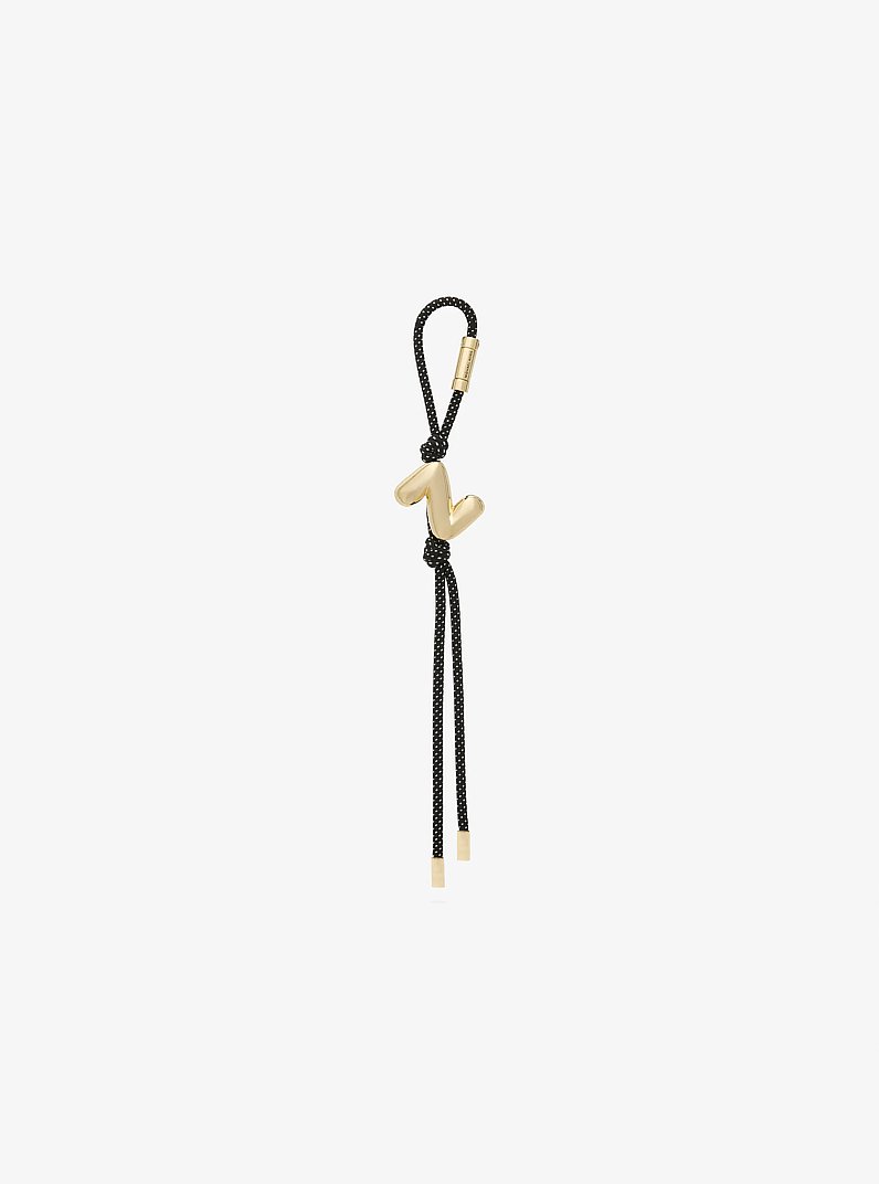 Initial Gold-Tone and Speckled Cord Bag Charm in 18K GOLD | Michael Kors