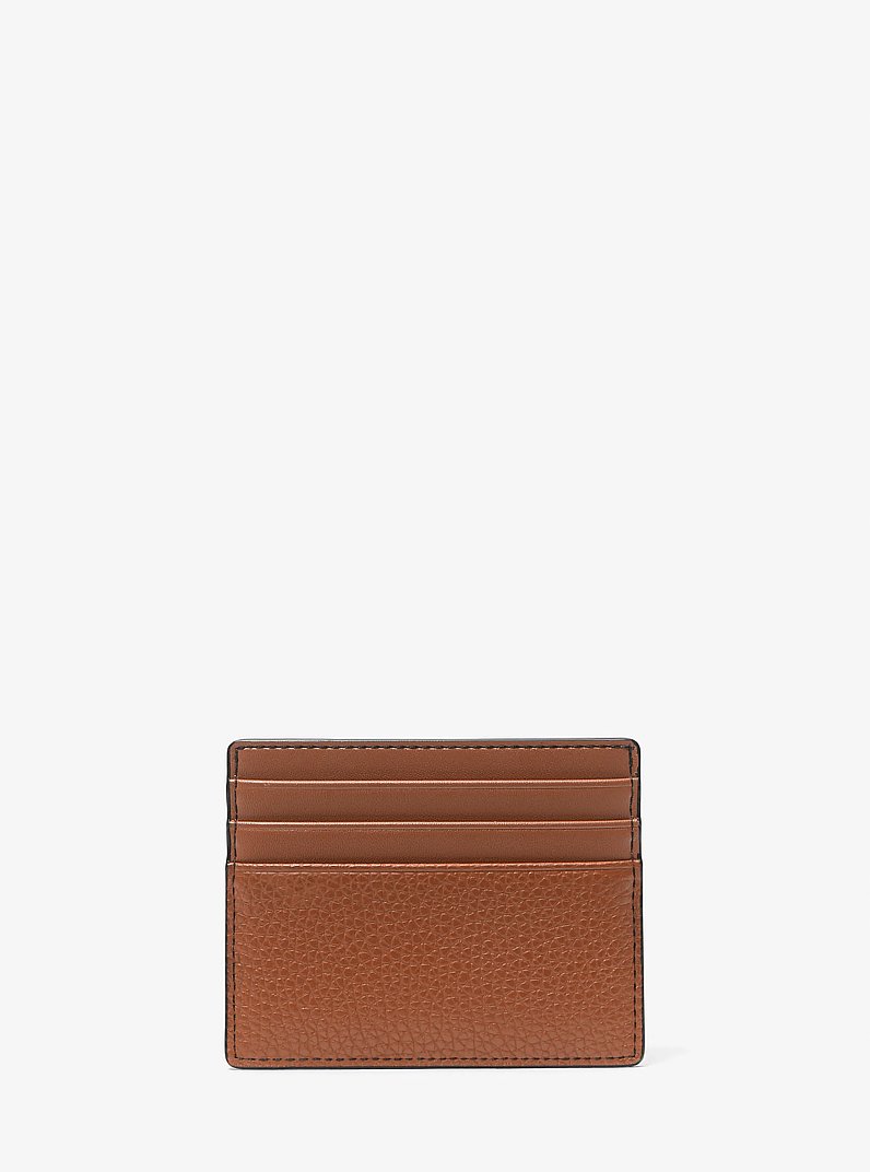 Cooper Pebbled Leather Tall Card Case in LUGGAGE | Michael Kors