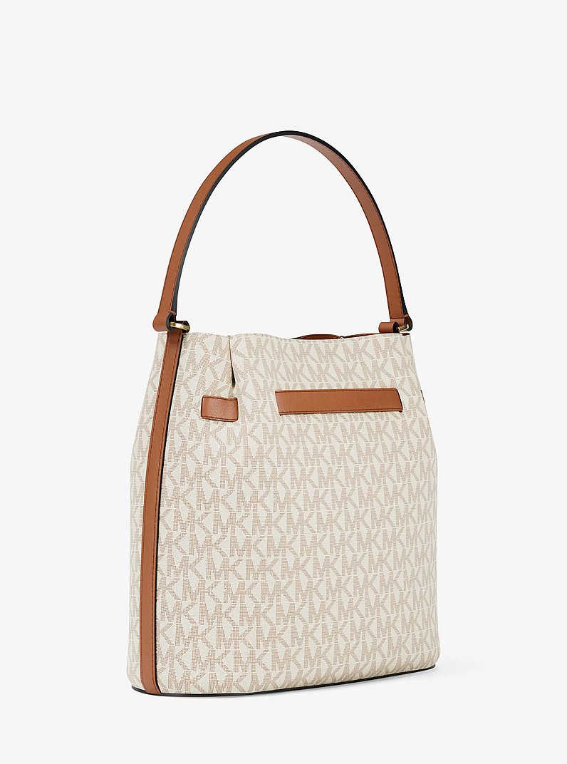 Carson Medium Signature Logo Convertible Bucket Crossbody Bag in VANILLA | Michael Kors