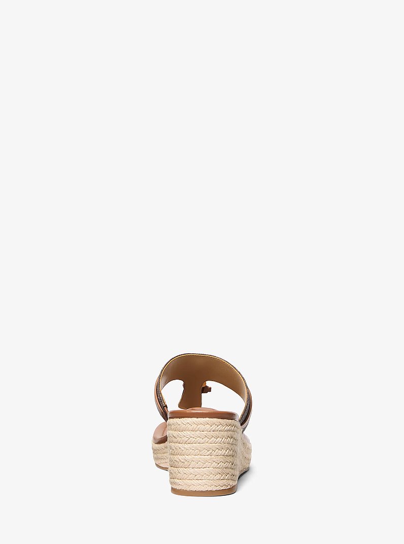Zoe Signature Logo Wedge Sandal in BROWN | Michael Kors
