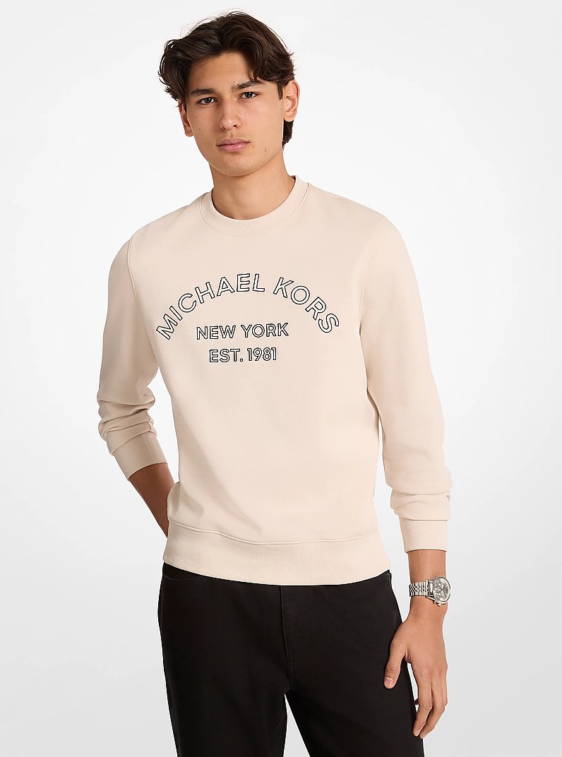 Chandail &agrave; encolure ras-de-cou en m&eacute;lange de coton &agrave; logo in CR&Egrave;ME L&Eacute;GER | Michael Kors