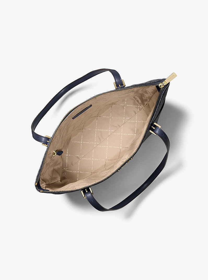 Charlotte Medium Signature Logo Top-Zip Tote Bag in ADMIRAL | Michael Kors