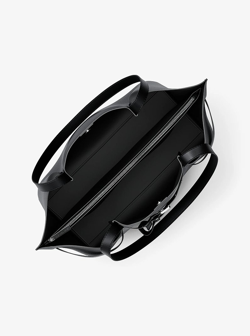 Draagtas Emilia van getrommeld leer, groot in ZWART | Michael Kors