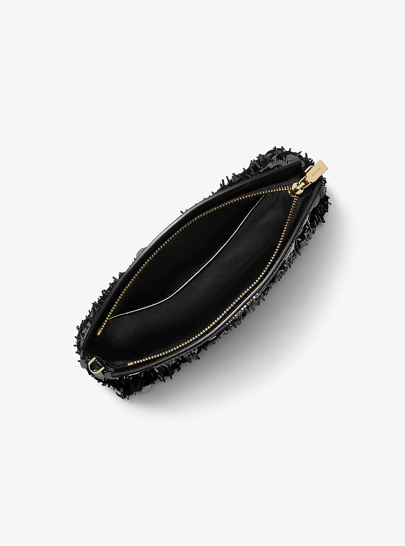 Petite pochette Athena convertible orn&eacute;e de sequins m&eacute;tallis&eacute;s in NOIR | Michael Kors