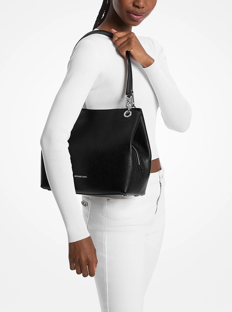 Kensington Large Pebbled Leather Tote Bag in BLACK | Michael Kors