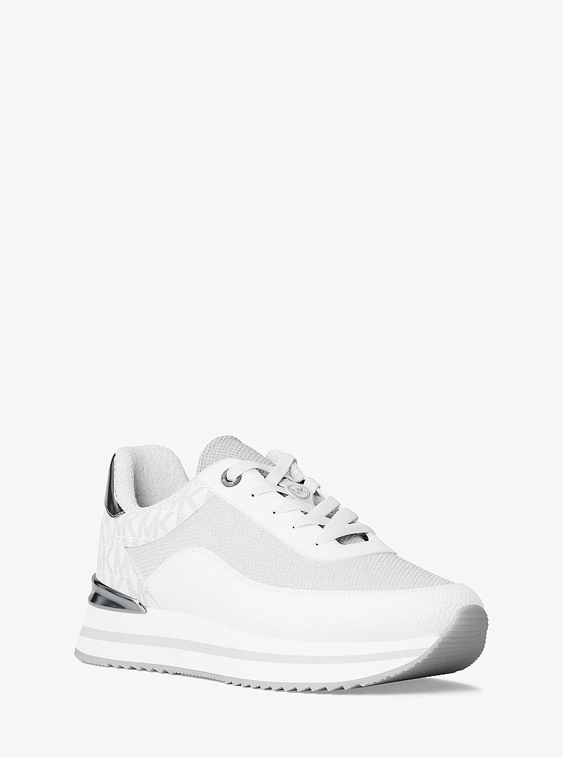 Hattie Mixed-Media Trainer in BRIGHT WHT - Sale | Michael Kors [US]