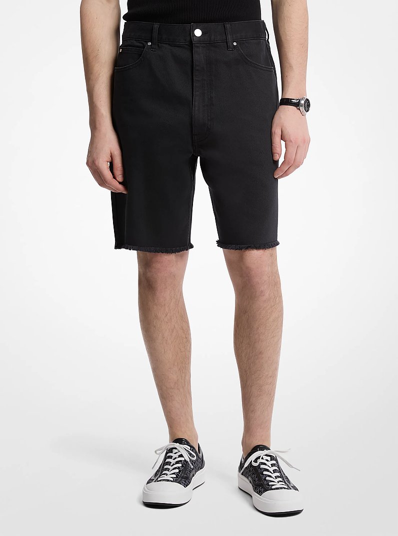 Frayed Denim Shorts in BLACK | Michael Kors