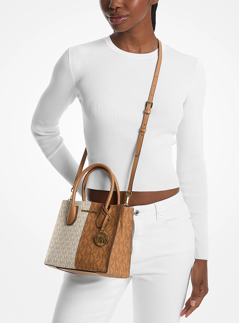 Bandolera Mercer mediana con logotipo en dos tonos in CIERVO MULTICOLOR | Michael Kors