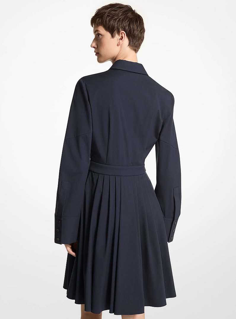 Stretch Organic Cotton Poplin Bell-Sleeve Shirtdress in MIDNIGHT | Michael Kors