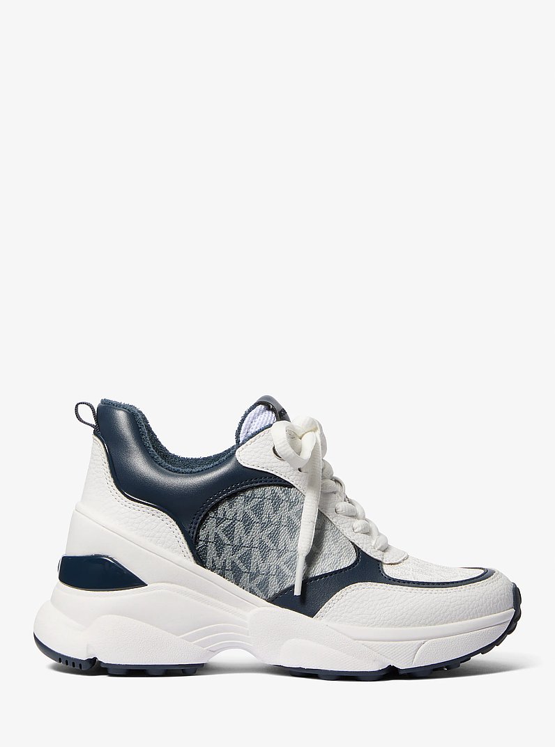 Katrina Mixed-Media Trainer in NAVY | Michael Kors