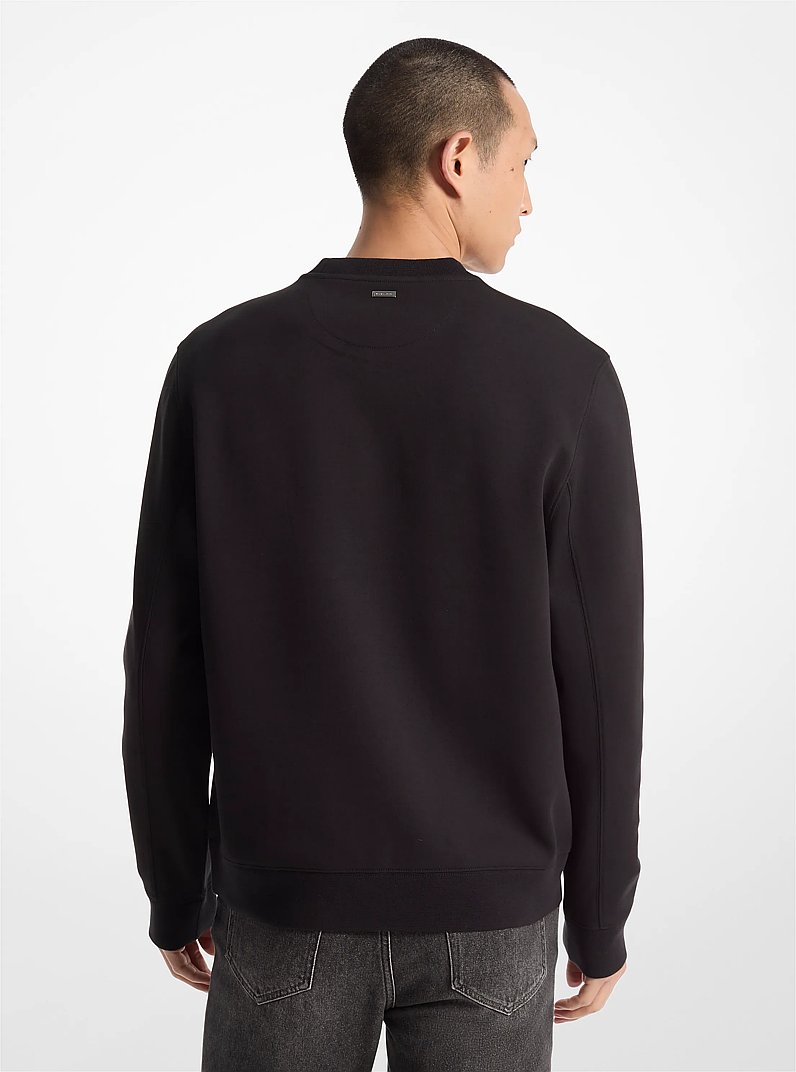 Logo Embossed Cotton Blend Sweater in BLACK | Michael Kors