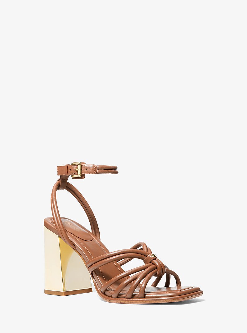 Astra Leather Sandal in LUGGAGE | Michael Kors