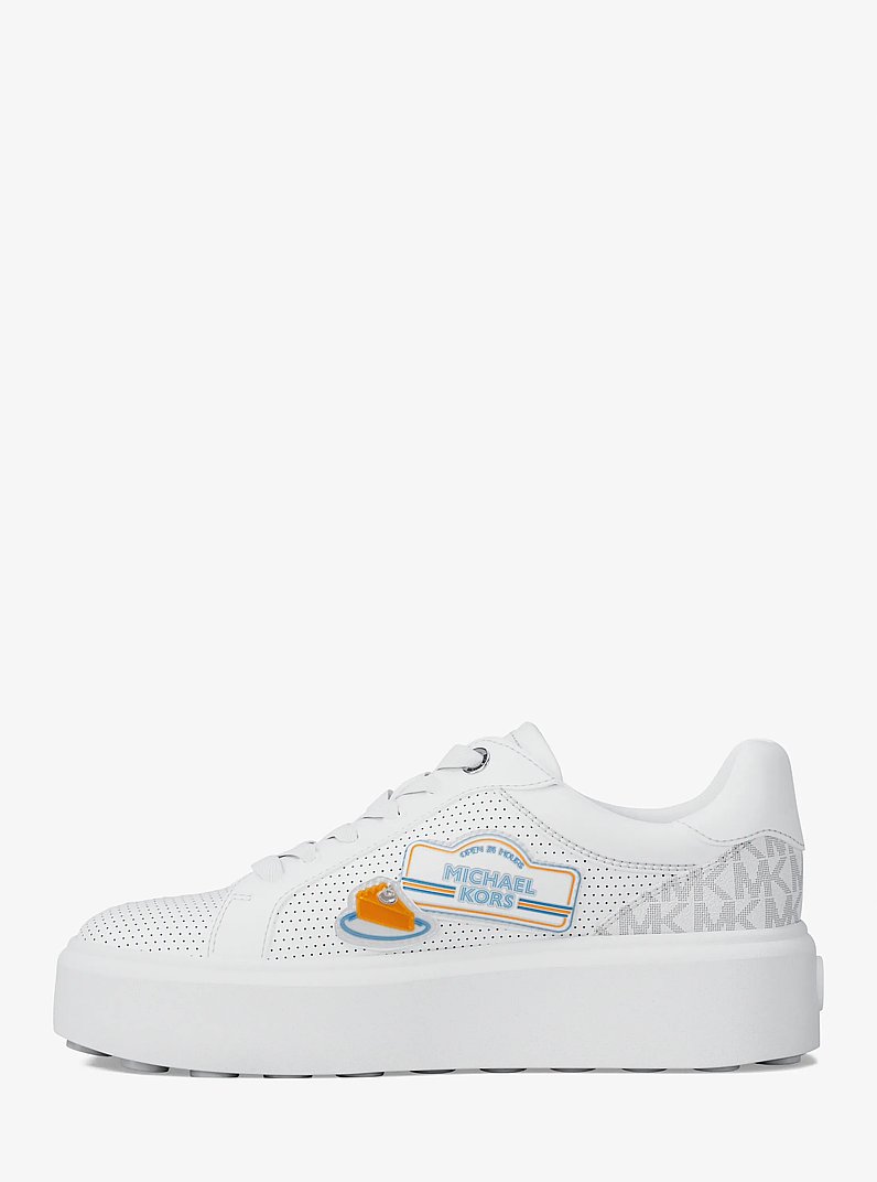 Romey Embellished Mixed-Media Sneaker in BRIGHT WHT | Michael Kors