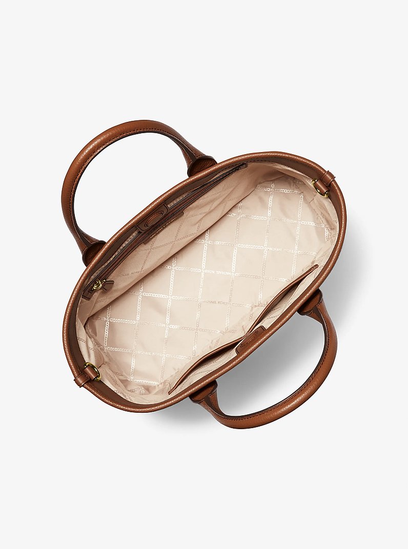 Luisa Medium Pebbled Leather Tote Bag in LUGGAGE | Michael Kors