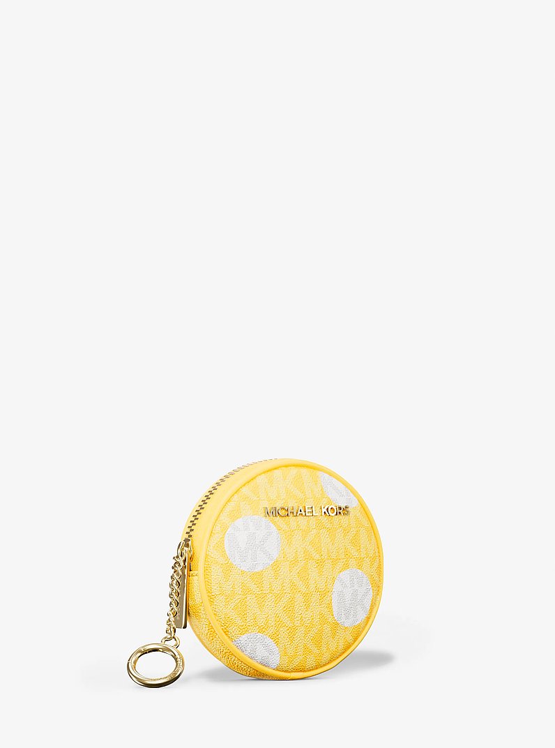 Jet Set Small Polka Dot Signature Logo Coin Pouch in DAISY YELLOW | Michael Kors