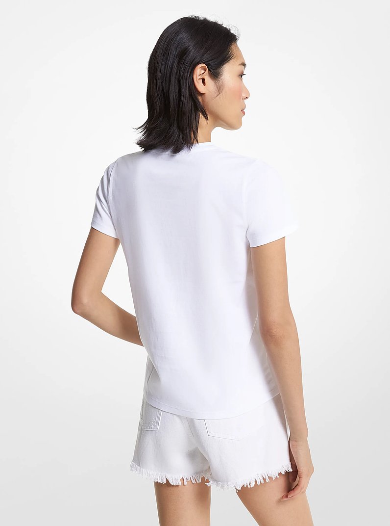 Camiseta de algod&oacute;n org&aacute;nico con logotipo impreso in BLANCO | Michael Kors