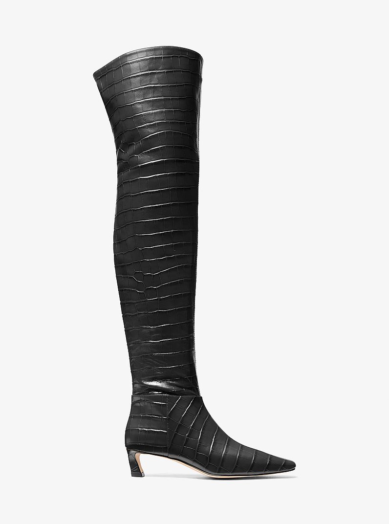 Botte Cosmo en cuir gaufr&eacute; &agrave; motif de crocodile in NOIR | Michael Kors