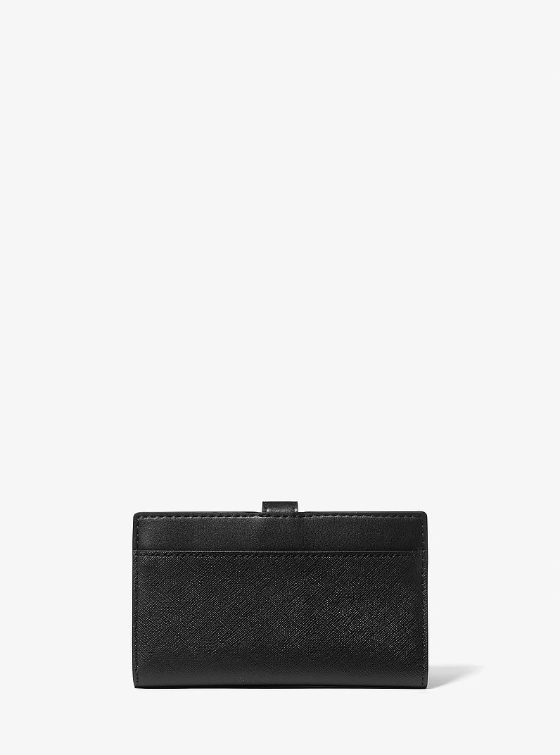 Greenwich Medium Saffiano Leather Bi-Fold Wallet in BLACK | Michael Kors