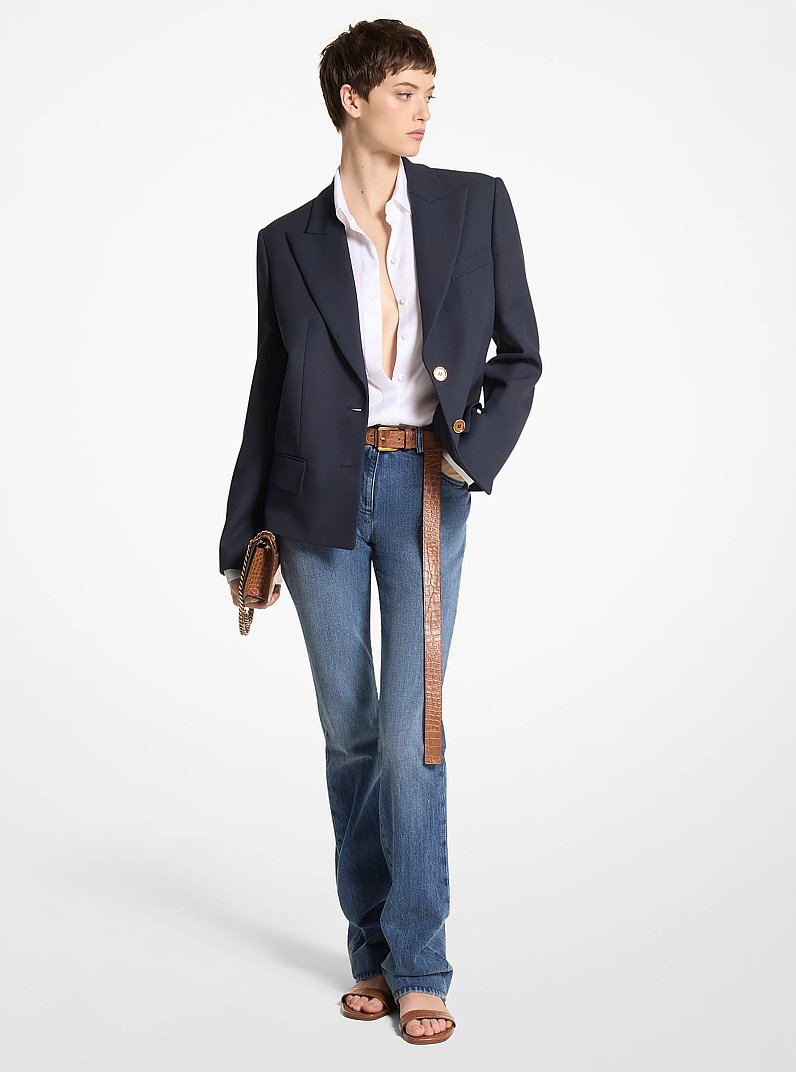 Double Crepe Sabl&eacute; Cropped Boyfriend Jacket