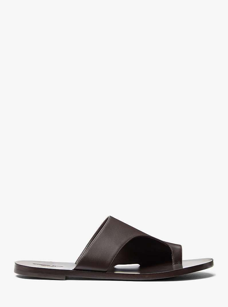 Nettuno Leather Thong Sandal in CHOCOLATE | Michael Kors