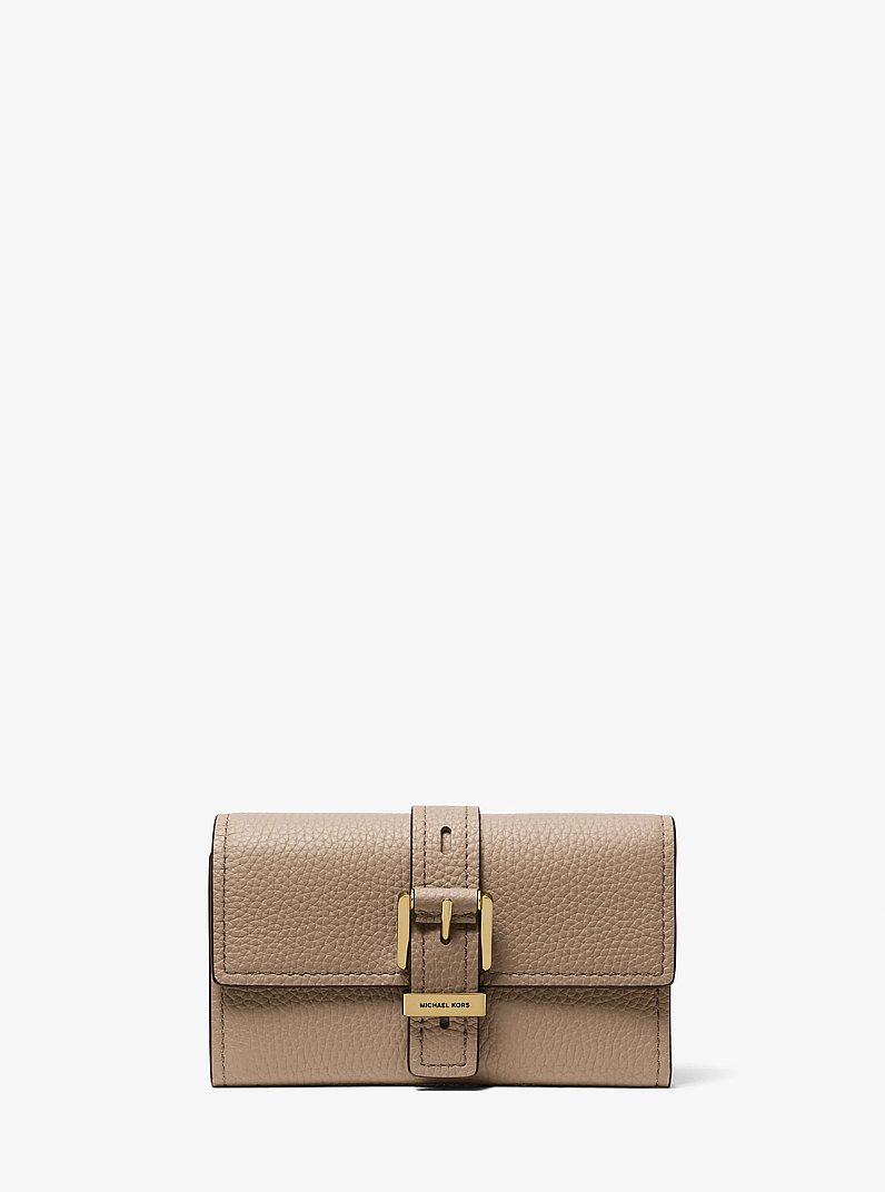 Nolita Medium Pebbled Leather Tri-Fold Wallet in BIRCH | Michael Kors