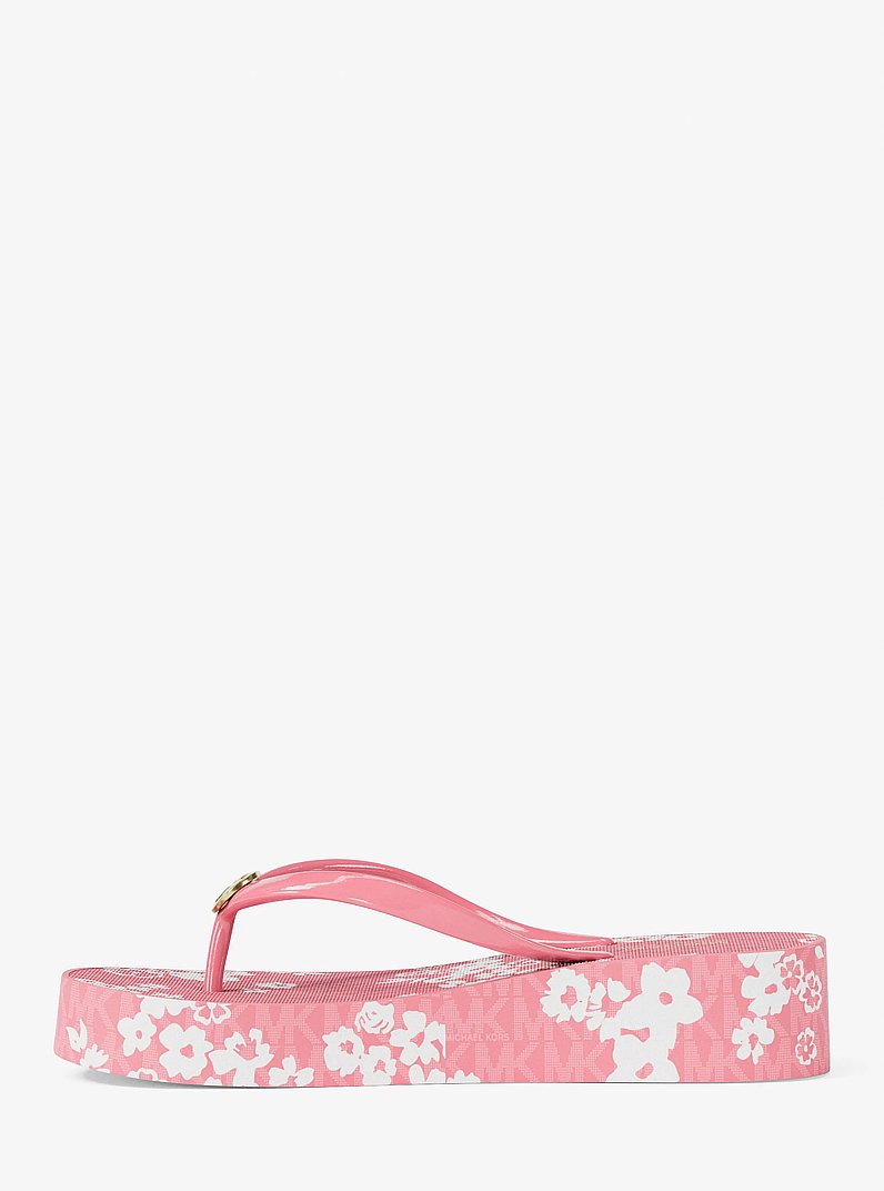 Bedford Printed Signature Logo Flip Flop in CARNATION | Michael Kors