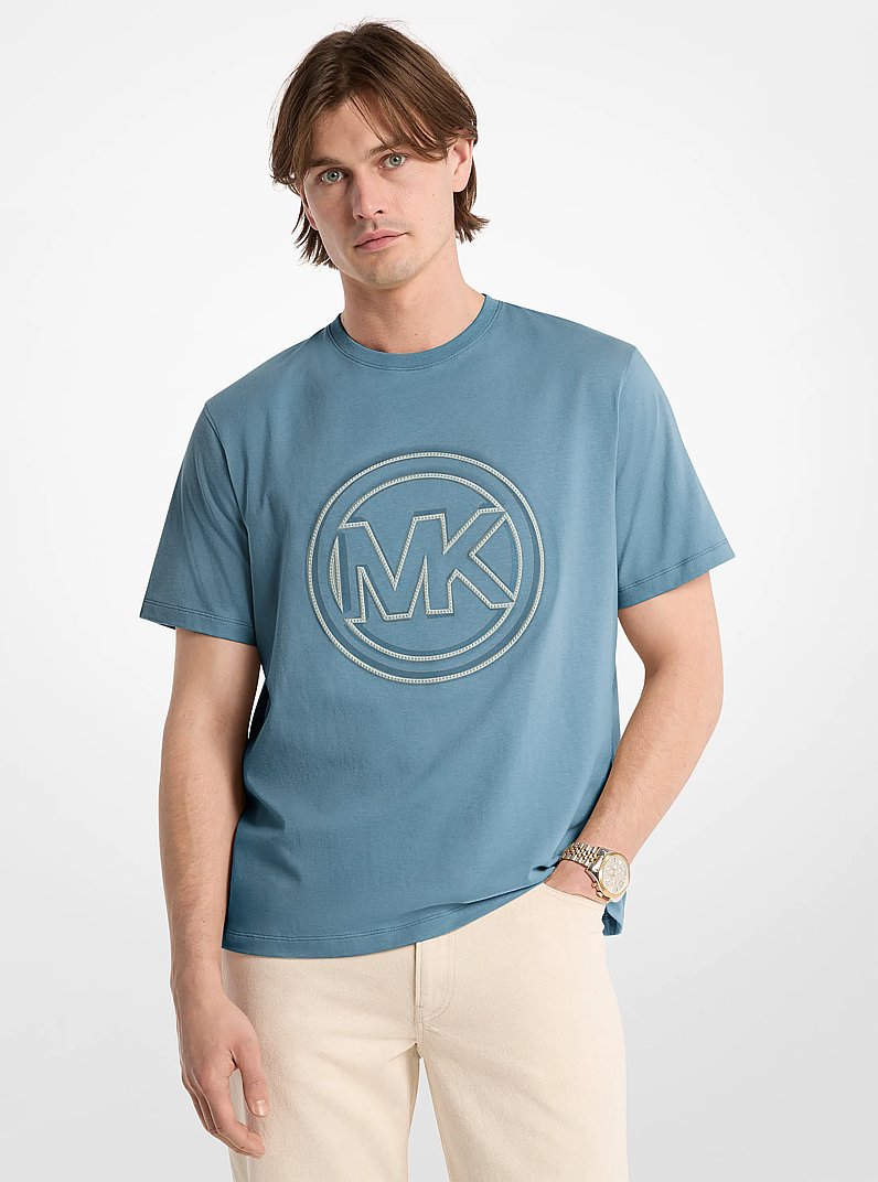 Logo Charm Cotton Jersey T-Shirt in LIGHT LAGOON | Michael Kors