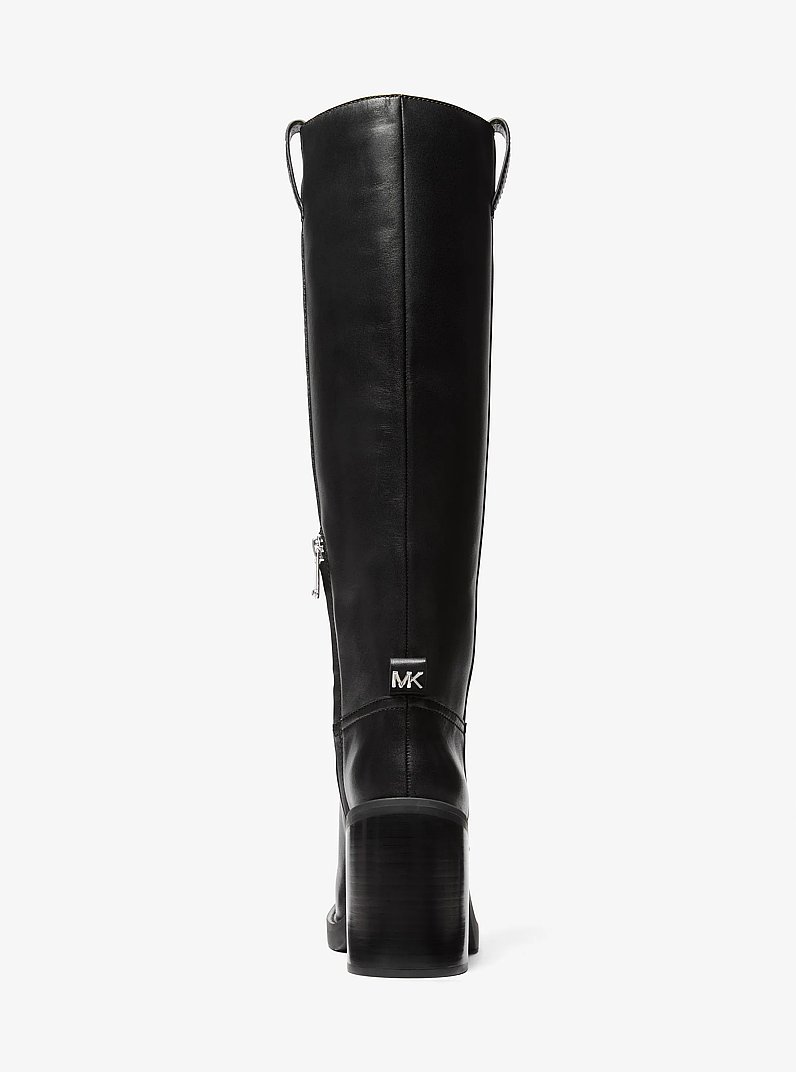 Houston Leather Block Heel Boot in BLACK | Michael Kors