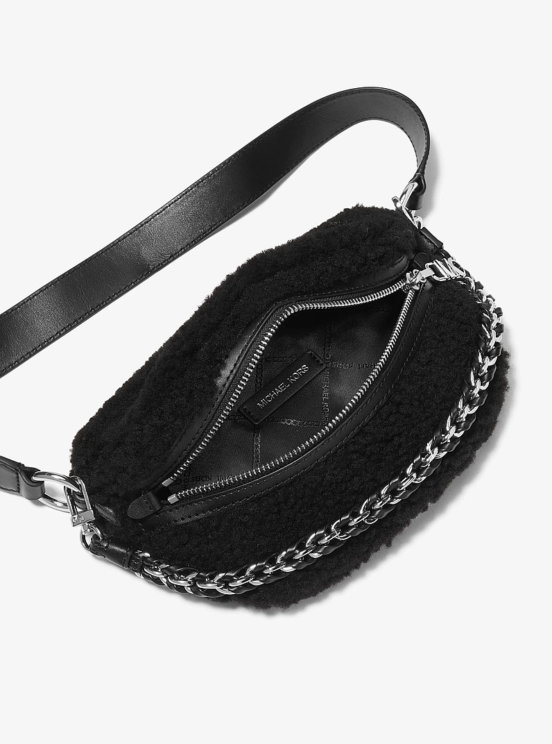 Slater Extra-Small Shearling Sling Pack in BLACK | Michael Kors