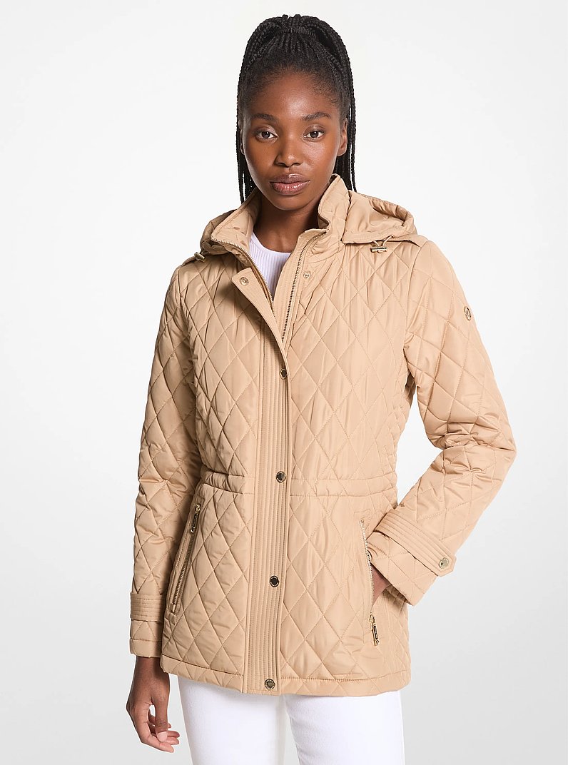 Quilted Hooded Jacket in KHAKI | Michael Kors
