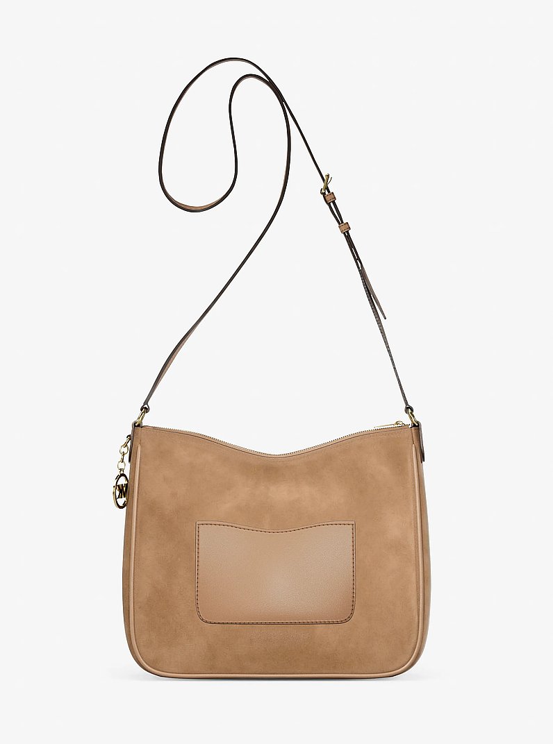 Nayla Medium Pebbled Leather Messenger Bag in CAMEL | Michael Kors