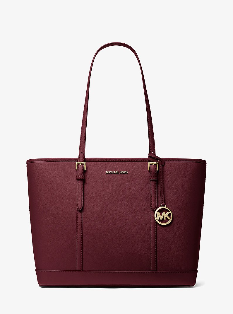 Jet Set Travel Large Saffiano Leather Tote Bag in OXBLOOD | Michael Kors