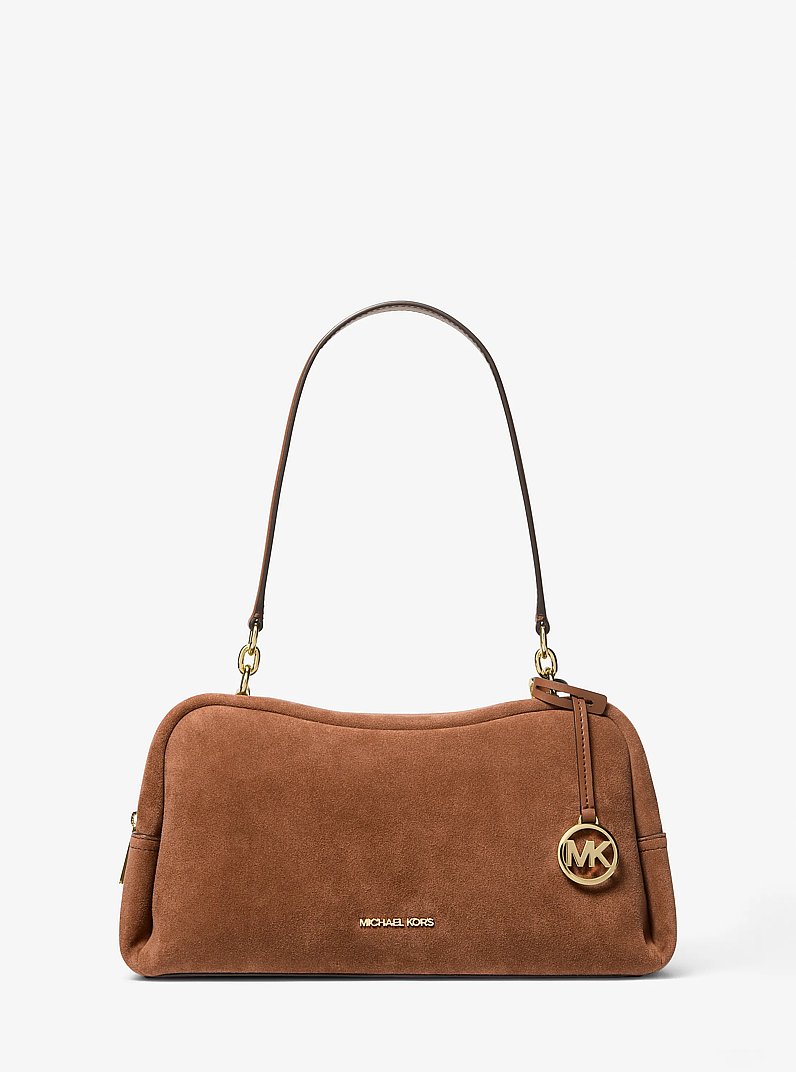 Cecily Medium Suede Shoulder Bag in LUGGAGE | Michael Kors