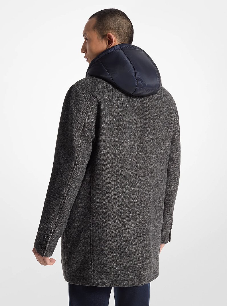 Coatbridge 2-in-1 Herringbone Wool Blend Coat in BLACK COMBO | Michael Kors
