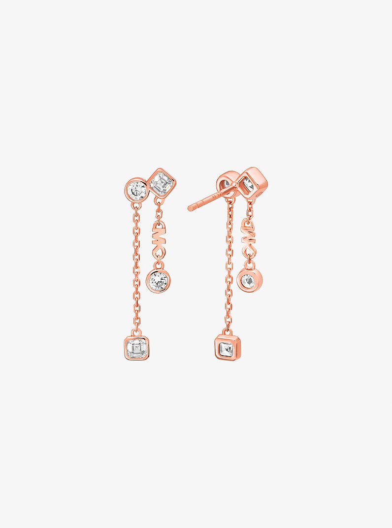 Precious Metal-Plated Sterling Silver Bezel Drop Earrings in ROSE GOLD | Michael Kors