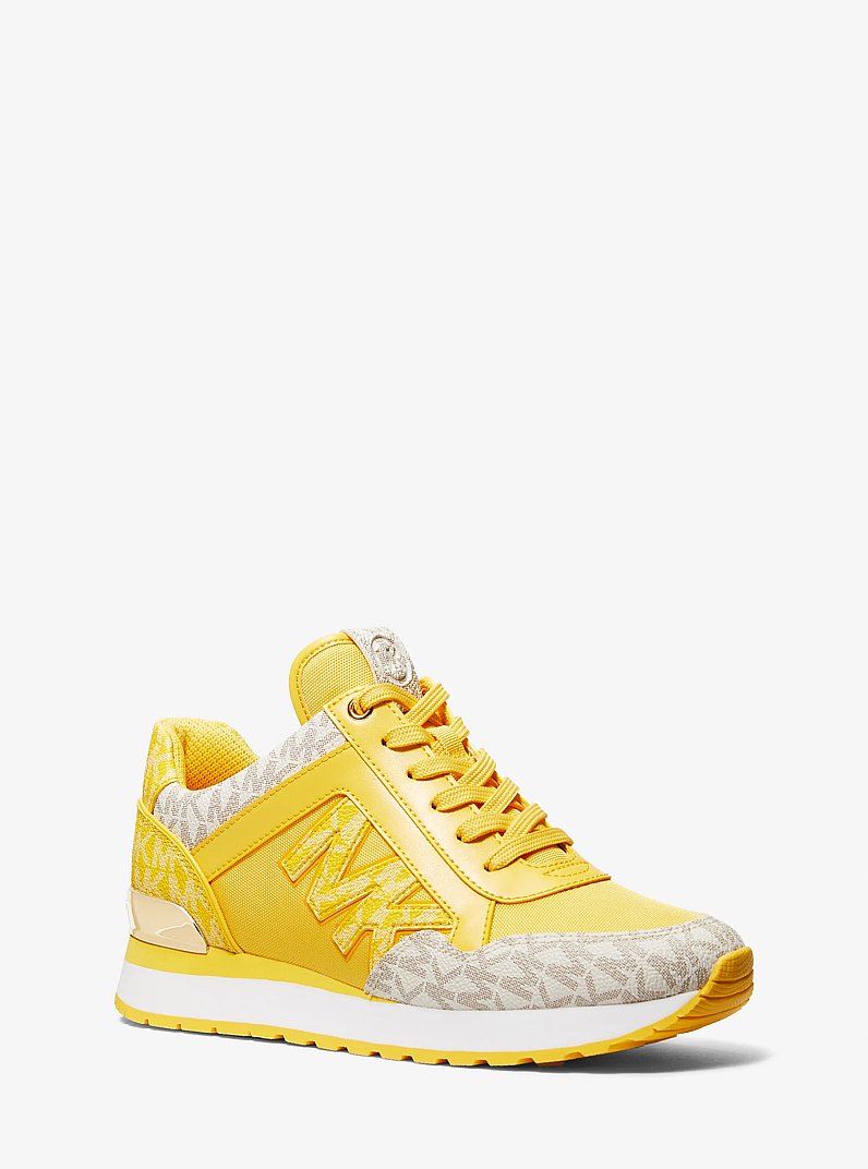 Maddy Two-Tone Signature Logo and Mesh Trainer in GOLDEN YELLOW | Michael Kors