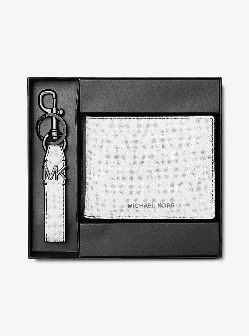 Logo Wallet and Key Chain Gift Set in BRIGHT WHT | Michael Kors