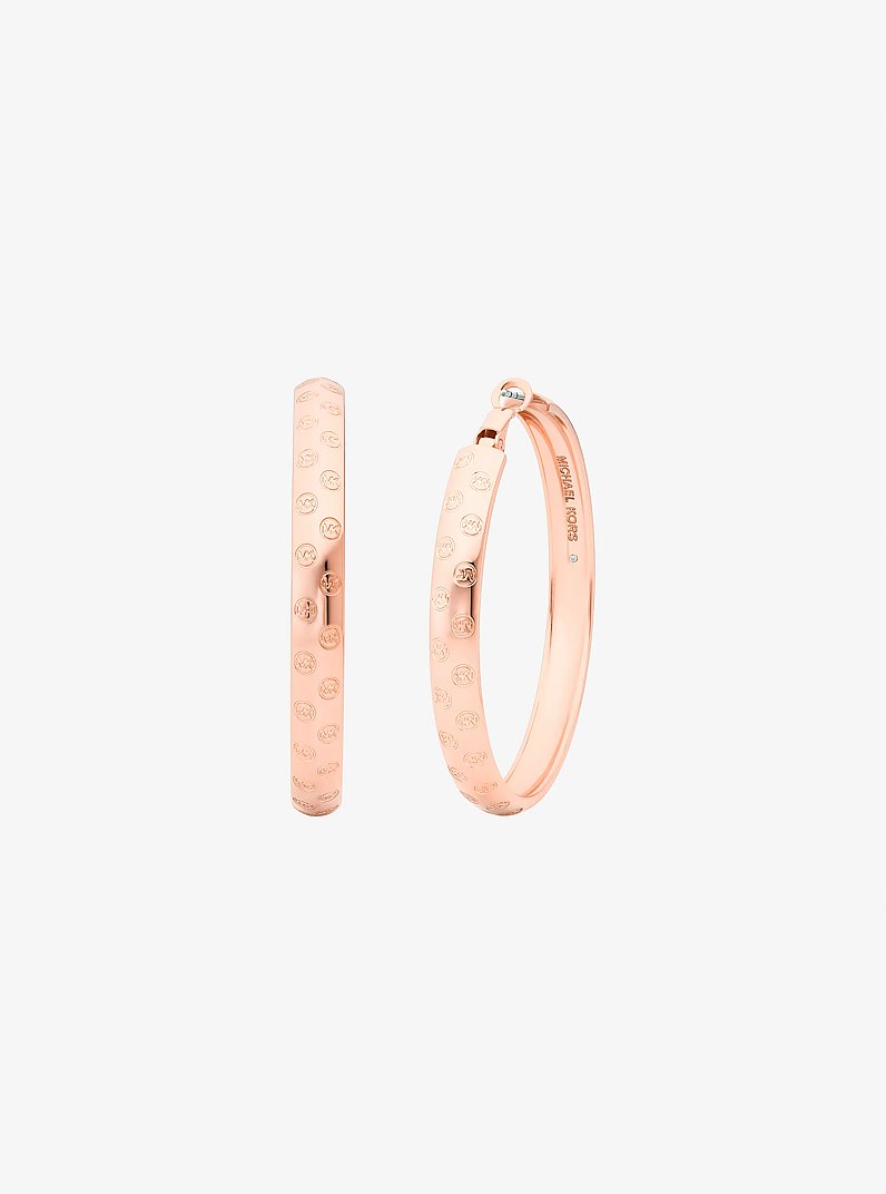 Logo Engraved Hoop Earrings in ROSE GOLD | Michael Kors