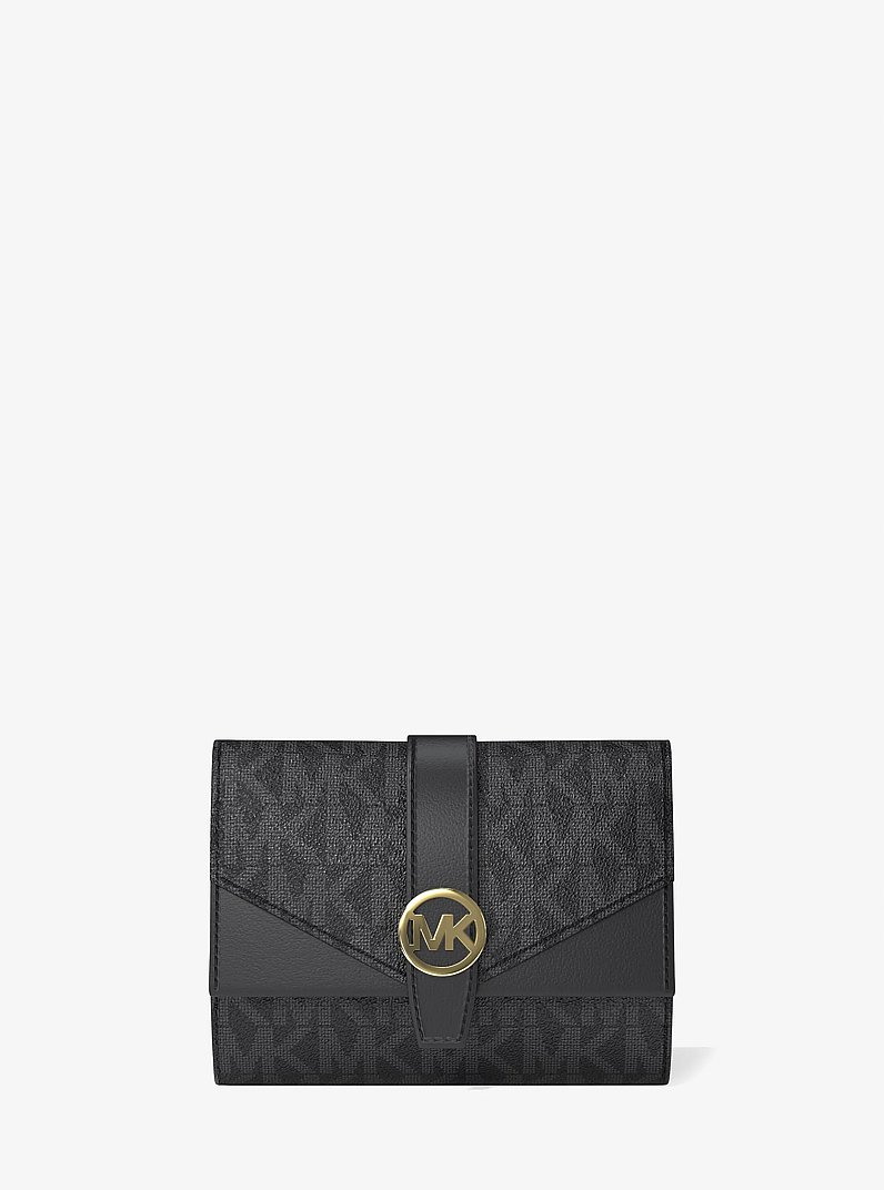 Greenwich Medium Signature Logo Trifold Wallet in BROWN - Sale