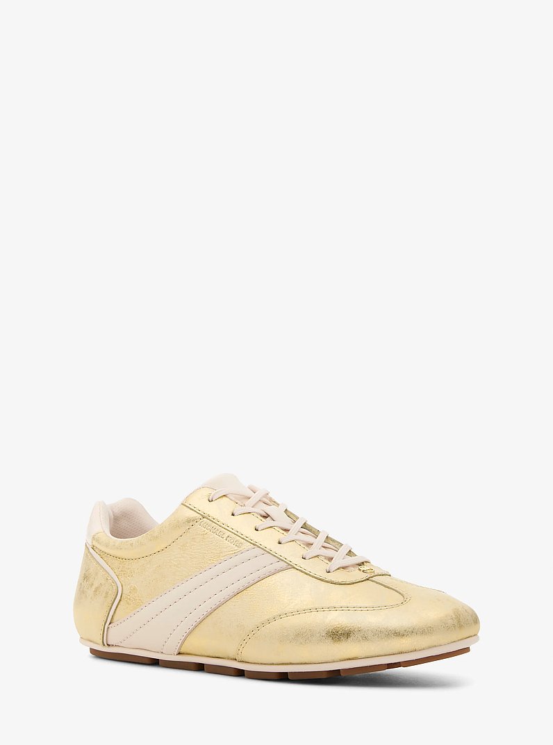 Susie Metallic Leather Sneaker in GOLD | Michael Kors